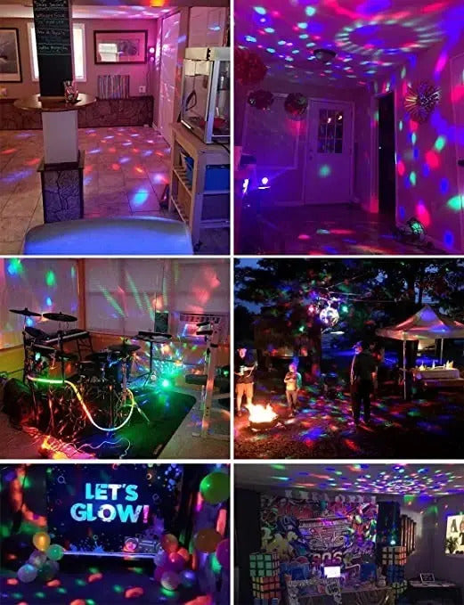 Lampara disco colores rotacion + control luces fiesta pro