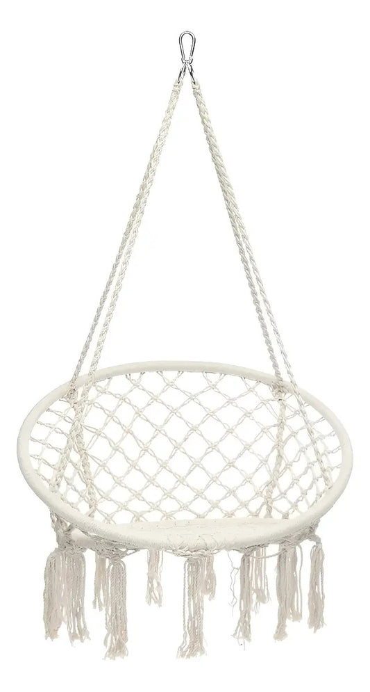 Silla hamaca circular cuerda para interior o exterior blanco