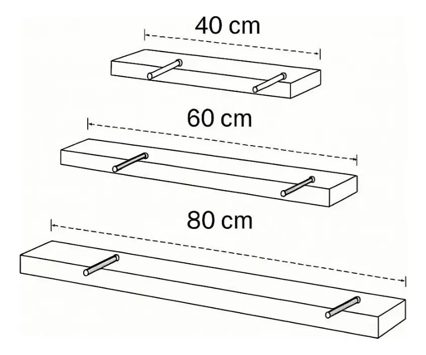 Estantes flotantes - set de 3 de 60x20 kit de instalación
