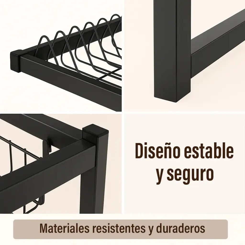 Escurridor de platos Mundo Shop Nola color negro de acero inoxidable