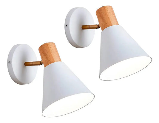 Pack x2 aplique nórdico metal blanco con detalle madera