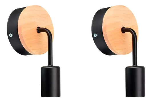 Pack x2 aplique pared nordico metal madera vintage