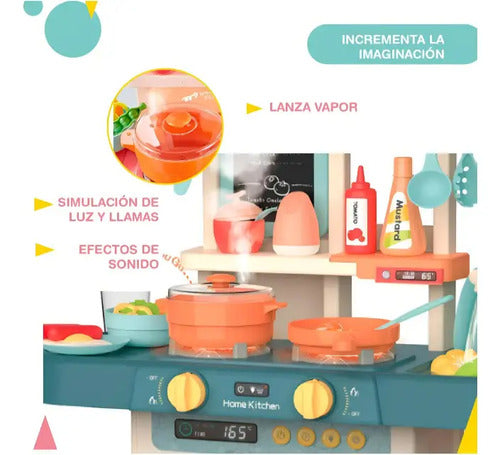 Cocina De Juguete 2 En 1 Sonido Y Accesorios Didáctica 36pza Verde Claro