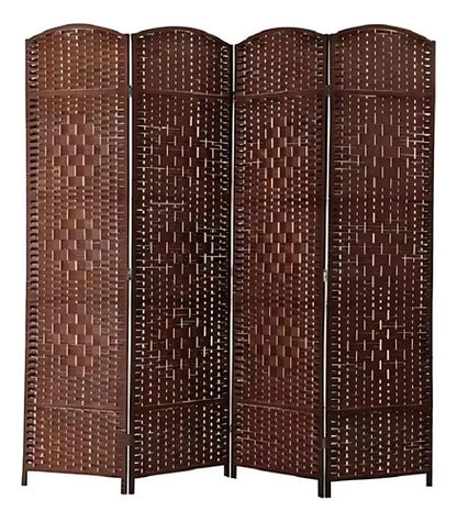 Biombo Separador Divisorio Plegable 4 Hojas Madera Moderno Liso Marrón Oscuro