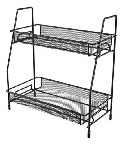Organizador De Metal 2 Bandejas Multiuso Ms Negro