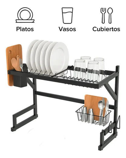 Escurridor de platos Mundo Shop Nola color negro de acero inoxidable
