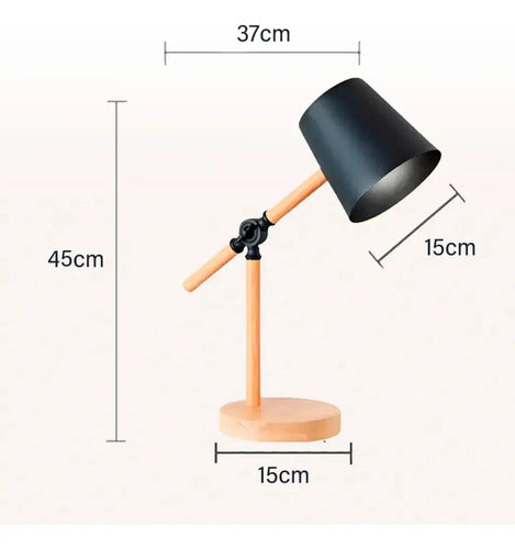 Pack X2 Lampara Portátil Articulada Madera Y Metal Pantalla Negro