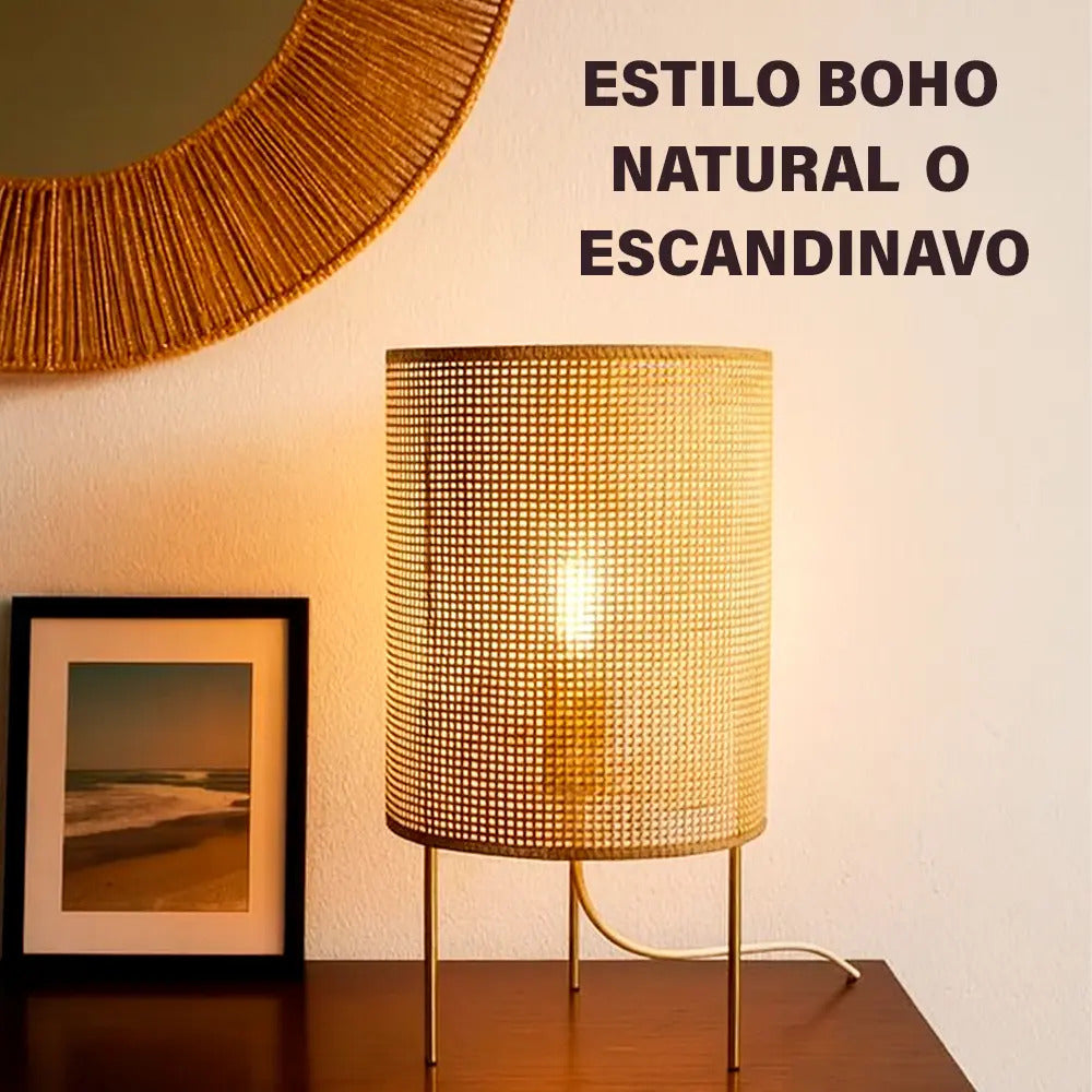 Lámpara portátil de escritorio rattan Praga