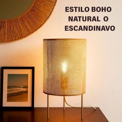 Lámpara portátil de escritorio rattan Praga