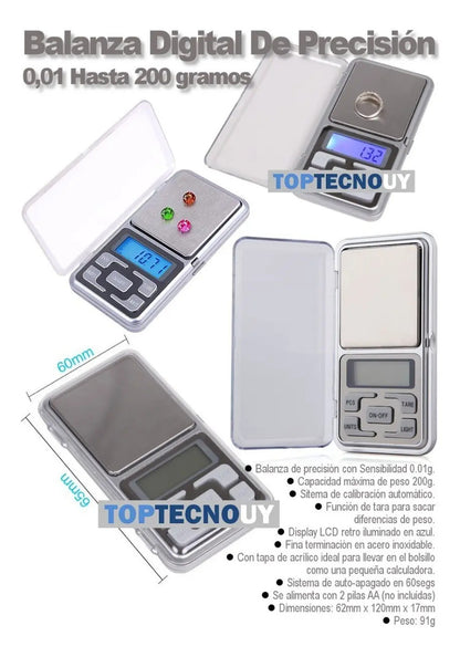 Balanza digital de precisión 0,01g hasta 200g de bolsillo