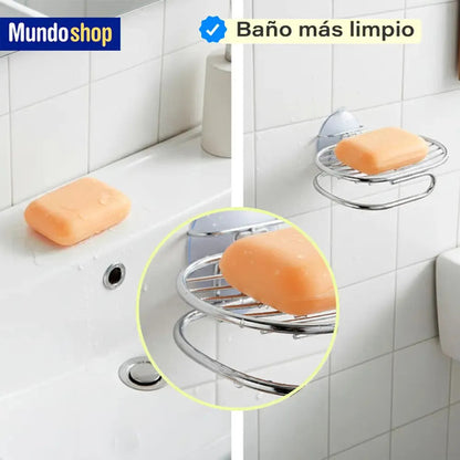 Jabonera Metal Baño Porta Jabon Apoyo Cromado Color Plateado