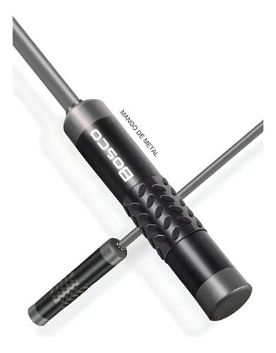 Cuerda De Saltar Metal Bosco Cardio Gym Negro