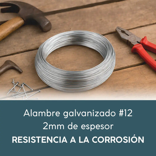 Pack Tensores M5 Inox + Alambre Galvanizado 2mm 1kg + Grampa