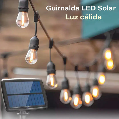 Guirnalda guia de luces LED solar 7.5 mts luz cálida
