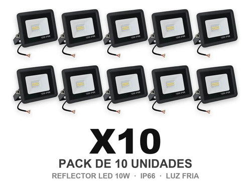 Reflector Foco Led 10w Luz Fria Exterior Ip66 X10 Negro