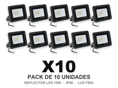 Reflector Foco Led 10w Luz Fria Exterior Ip66 X10 Negro