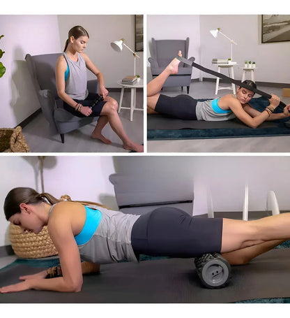 Rolo rodillo Bosco foam roller masajeador pilates set full negro