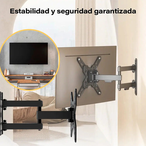 Soporte Movil Tv De 14 42 Pulgadas + Precintos + Hdmi Negro