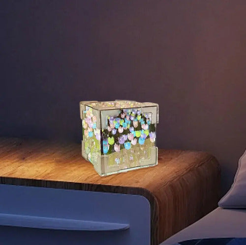 Lámpara De Espejo Cubico Con Forma De Tulipan Blanco