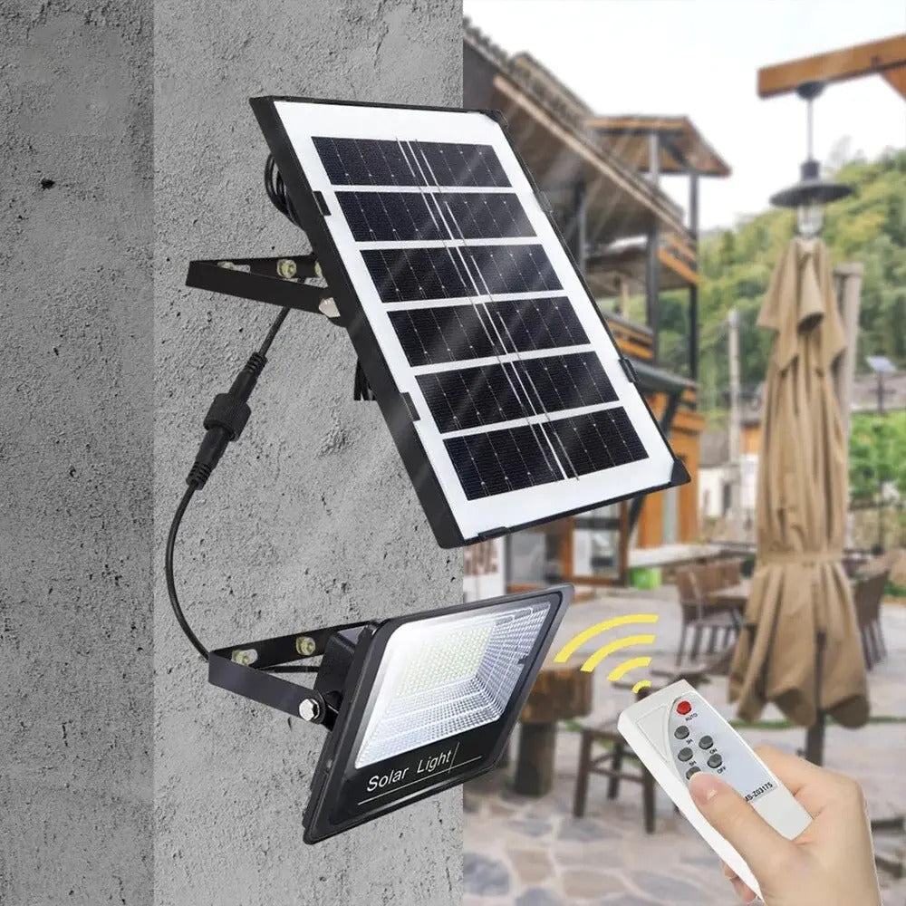 Foco reflector panel solar IP67 iluminacion calidad negro blanco frío