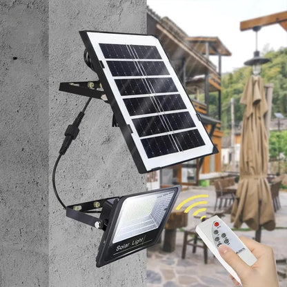 Foco reflector panel solar IP67 iluminacion calidad negro blanco frío