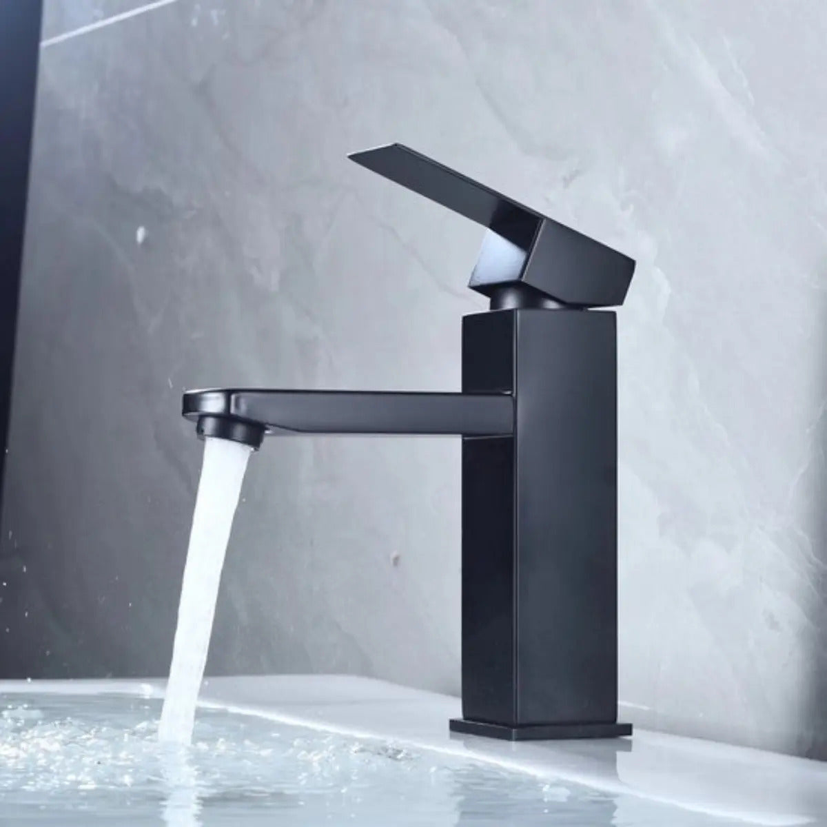 Canilla Hommy 18cm monocomando mezcladora para baño metal negro