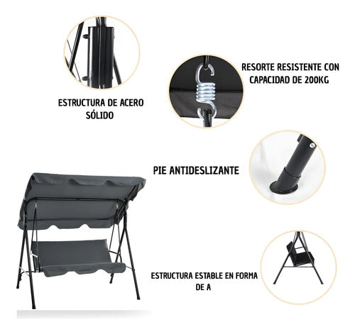 Hamaca Silla De Columpio Para Porche Para 3 Personas
