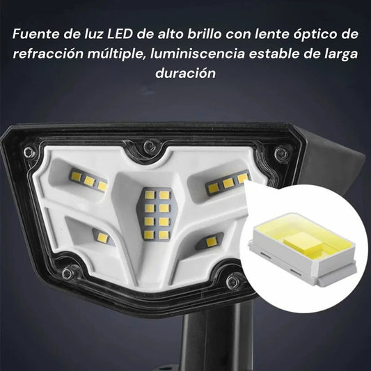 Foco estaca para jardín luz LED con panel solar negro blanco cálido