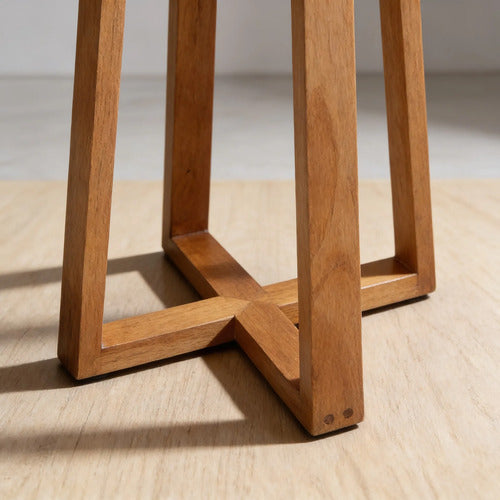 Lampara De Pie Atenas Tripode Madera Diseño Moderno Beige Marrón Claro