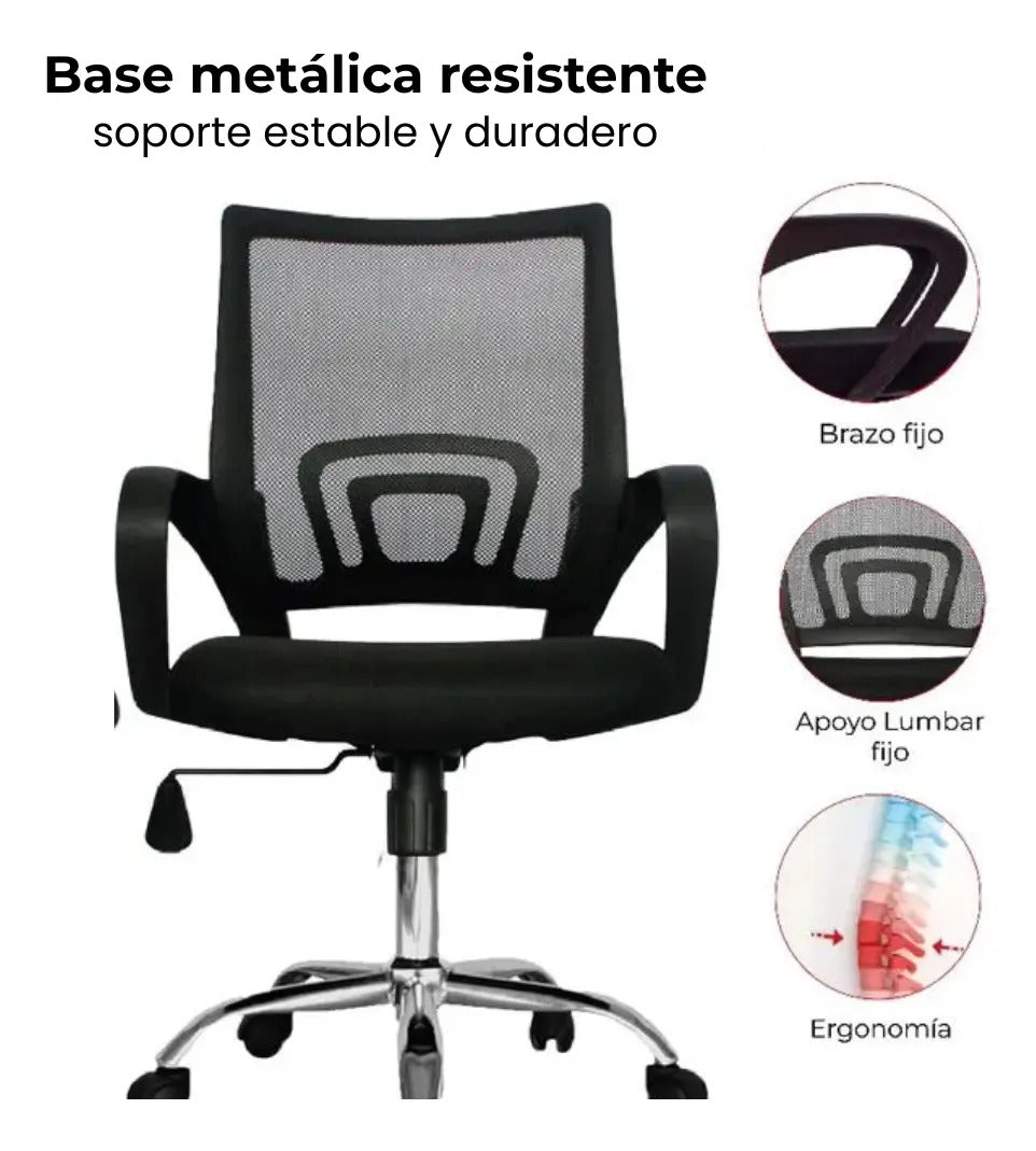 Silla giratoria de escritorio oficina regulable ergonómica negro