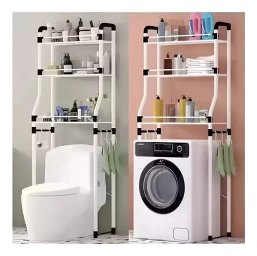 Mueble Organizador Sobre Inodoro Baño 3 Estantes Acero Blanco