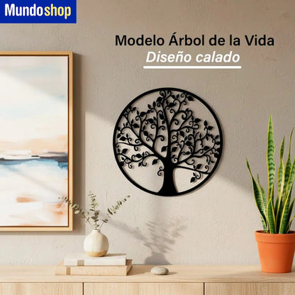 Cuadro Madera Calada Arbol De La Vida 53 X 53 Cm Negro