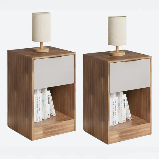 Pack x2 mesas de luz Paris con cajon moderna