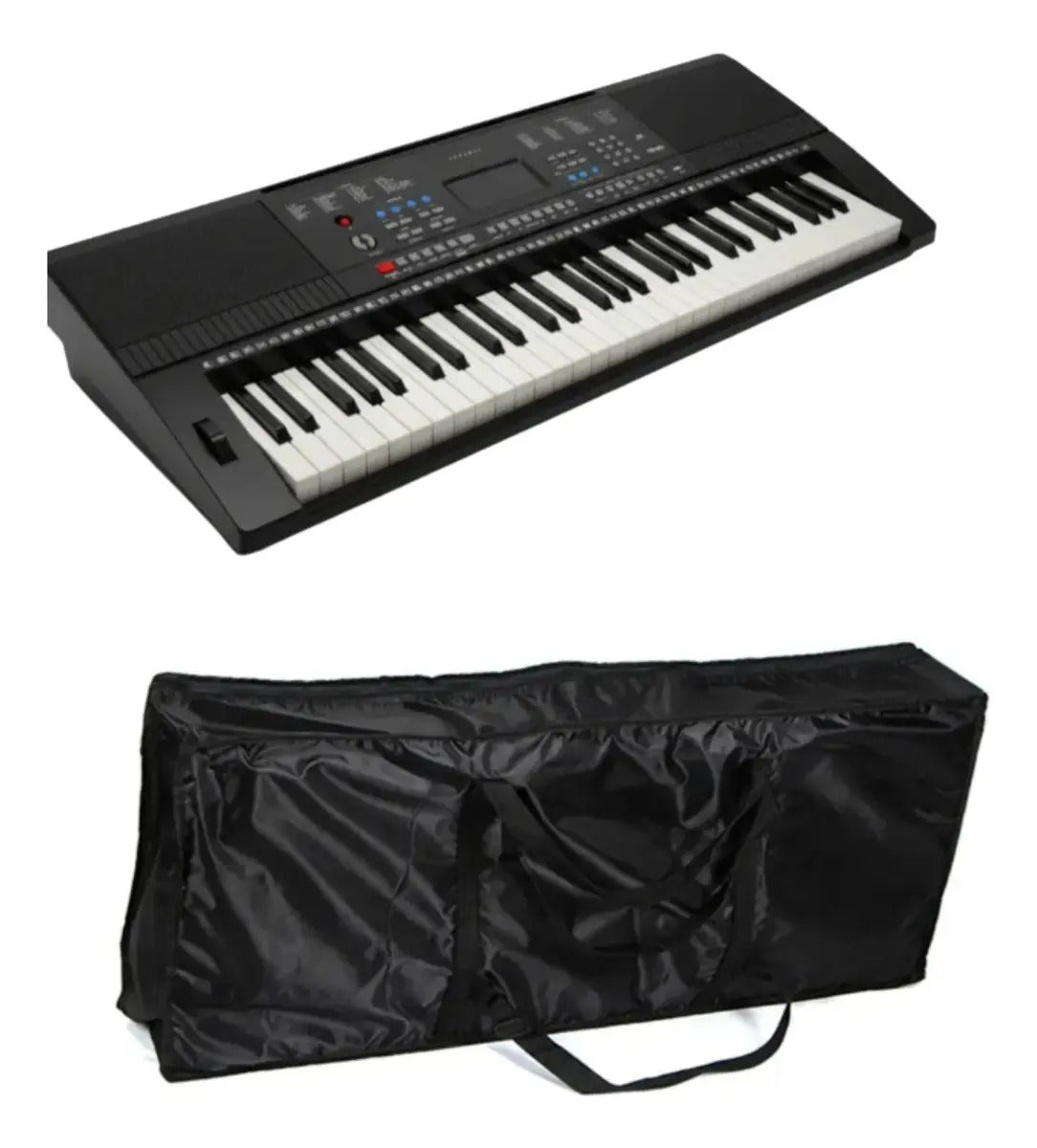 Pack teclado musical órgano piano + funda protectora negro