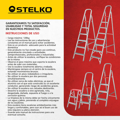Escalera de aluminio tijera 6 escalones plegable plateado