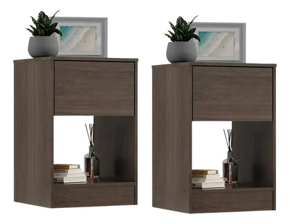 Pack x2 mesas de luz Paris con cajon moderna