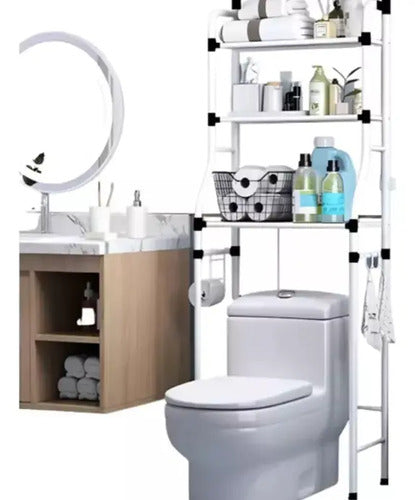 Mueble Organizador Sobre Inodoro Baño 3 Estantes Acero Blanco