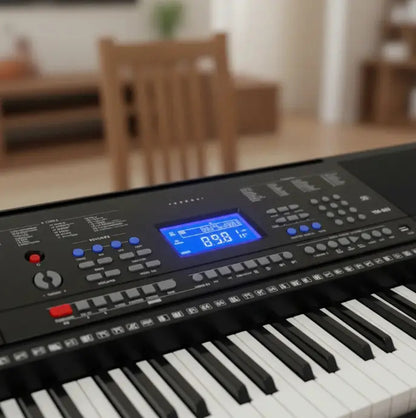 Órgano piano teclado electrónico 61 teclas USB pantalla LED negro
