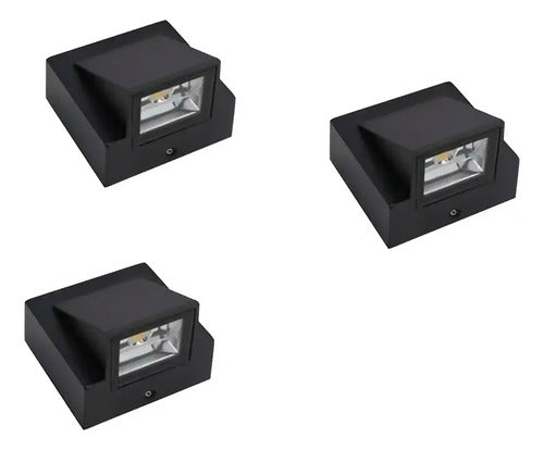 Pack X 3 Aplique Exterior Jardin Con Led 3w Luz Metal Negro