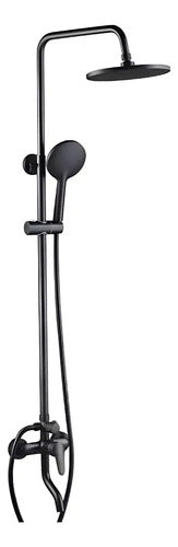 Duchero Canilla Monocomando Mezcladora Para Baño Negro Negro Mate