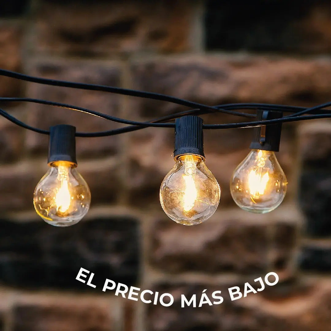 Pack x2 guia guirnalda 25 luces + 2 jardin