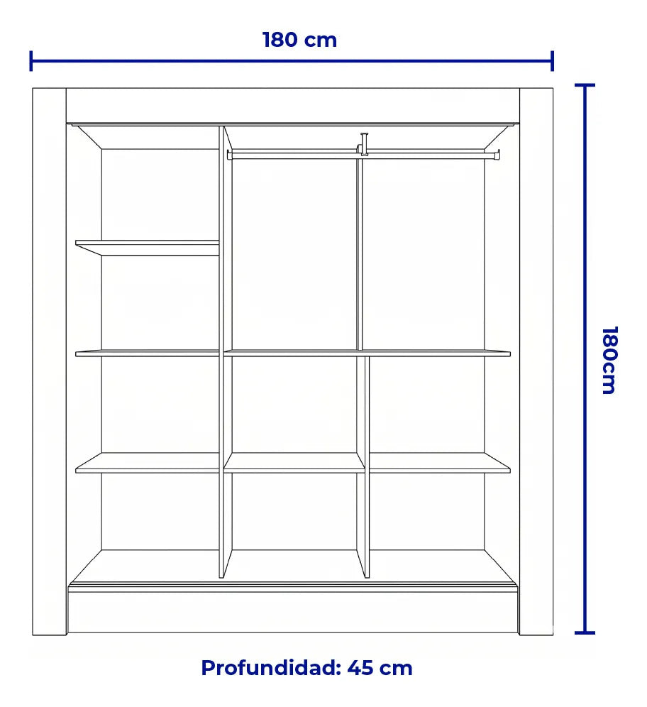 Placard ropero 3 puertas corredizas