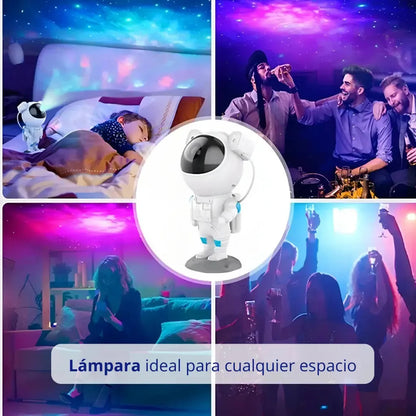 Lampara astronauta proyector de noche galaxia colores