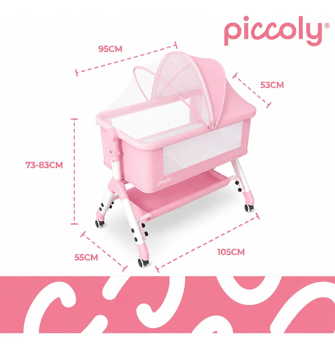 Cuna colecho moises ruedas mosquitero infantil bebé rosa