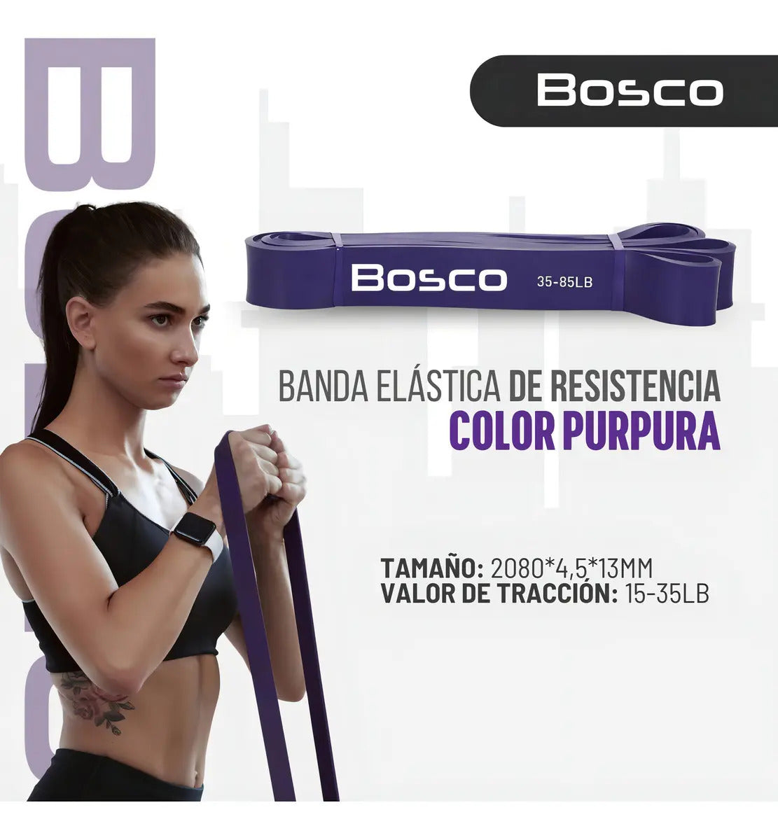 Set 4 bandas elasticas resistencia Bosco latex + bolso