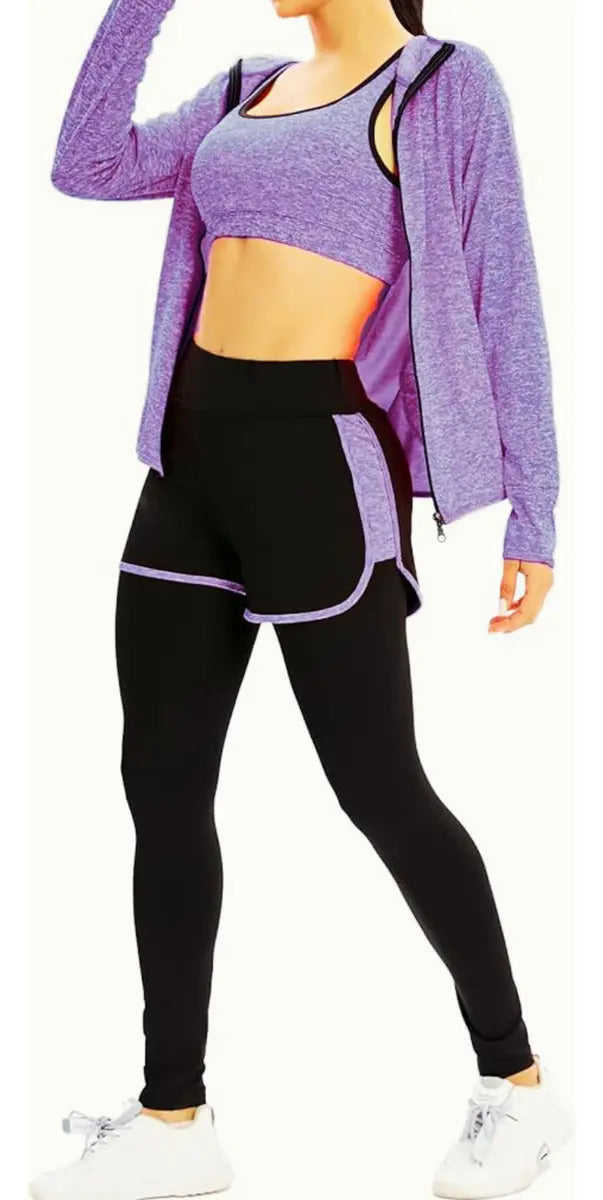 Conjunto deportivo dama sport x5 piezas violeta liso s