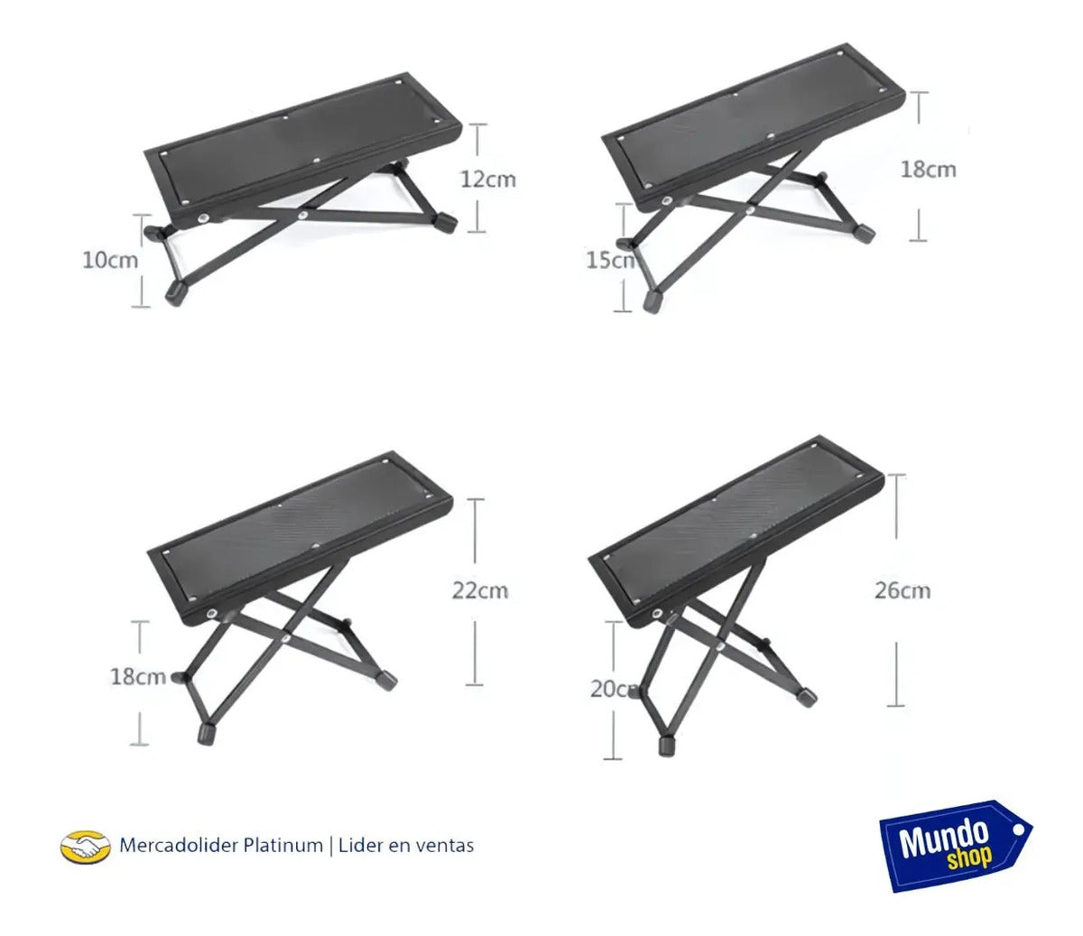 Banquito banco apoya pie para guitarra metalico musica negro