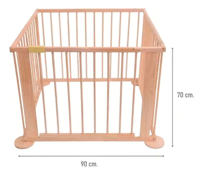 Corral de madera plegable Piccoly para bebé seguridad 70x90cm beige