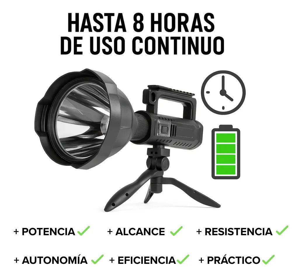 Linterna foco largo alcance Outter recargable USB + trípode