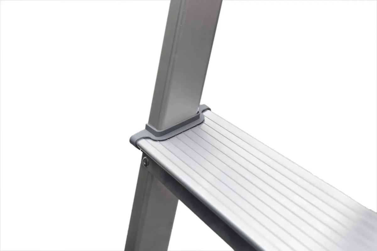 Escalera de aluminio tijera 6 escalones plegable plateado